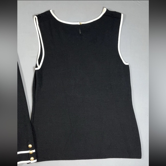 Talbots‎ Womens Open Front Cardigan Sweater Blazer Black Ivory 2 Piece Set Large - Picture 13 of 16